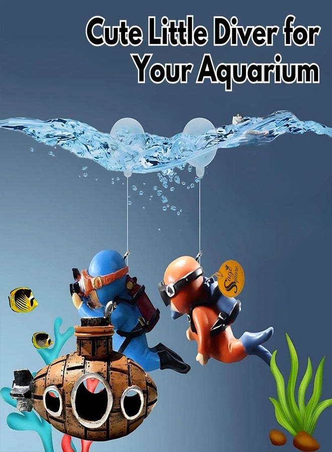 سايج سكوير مجموعة حلقات عائمة مربعة الشكل من سيج سكوير مع غواص - مثالية للتغذية ولمسة جمالية | حلقة عائمة متينة للتحكم في التغذية | زينة فريدة على شكل غواص لتزيين حوض السمك - Image 3